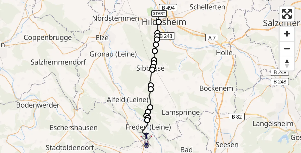 Flugroute Polizeihubschrauber Nordstadt - Naensen, 25 Februar 2026, 17:08