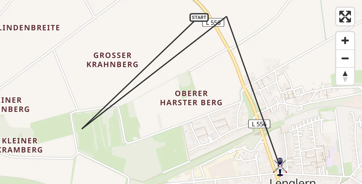 Flugroute Polizeihubschrauber Bovenden - Bovenden, 25 Februar 2026, 18:10