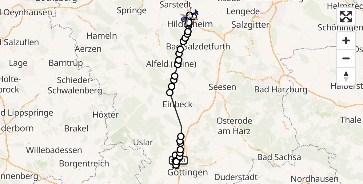 Routekaart van de vlucht: Polizeihubschrauber nach Nordstadt, Baurat-Köhler-Straße