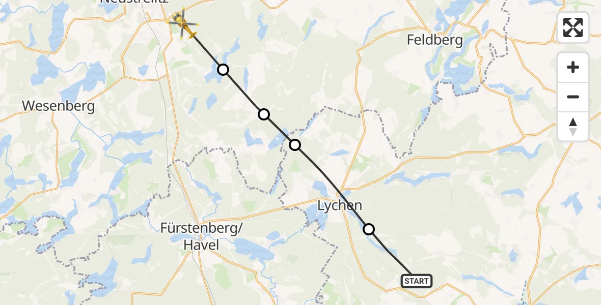 Routekaart van de vlucht: Rettungshubschrauber nach Neustrelitz