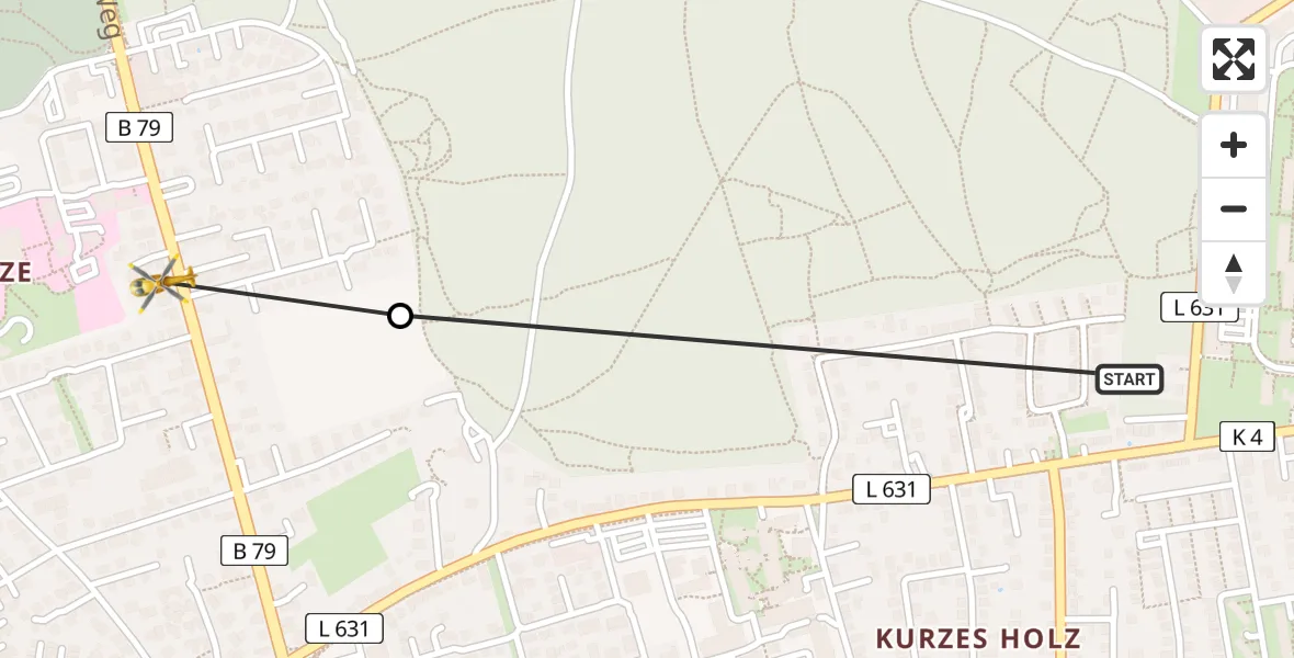 Flugroute Rettungshubschrauber Wolfenbüttel - Wolfenbüttel Municipal Hospital Heliport (Christoph 30), 26 Februar 2026, 07:38