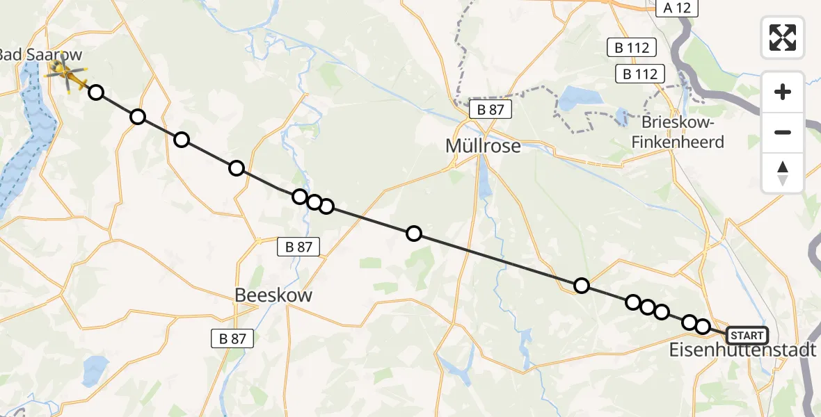Flugroute Rettungshubschrauber Eisenhüttenstadt - Pieskow, 26 Februar 2026, 08:22