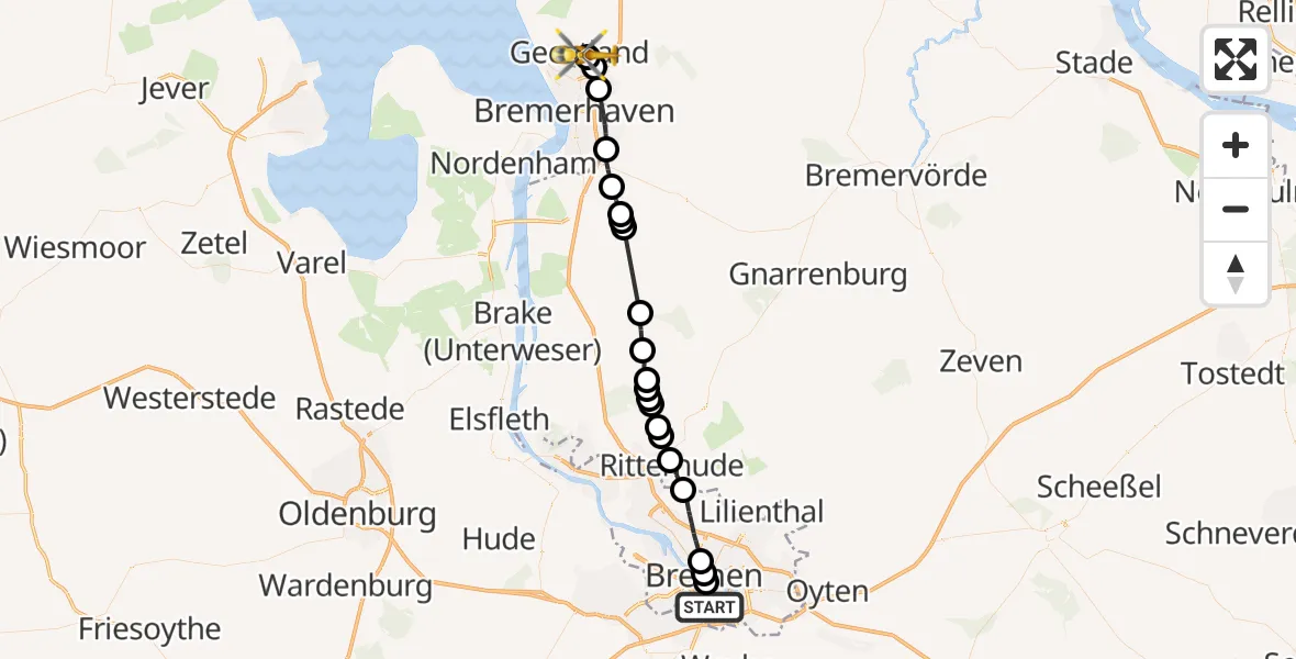 Routekaart van de vlucht: Rettungshubschrauber nach Geestland, Im Steinviertel