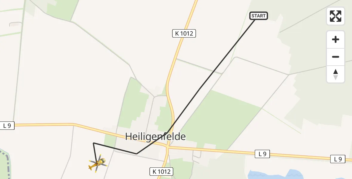 Flugroute Rettungshubschrauber Heiligenfelde - Heiligenfelde, 26 Februar 2026, 08:36