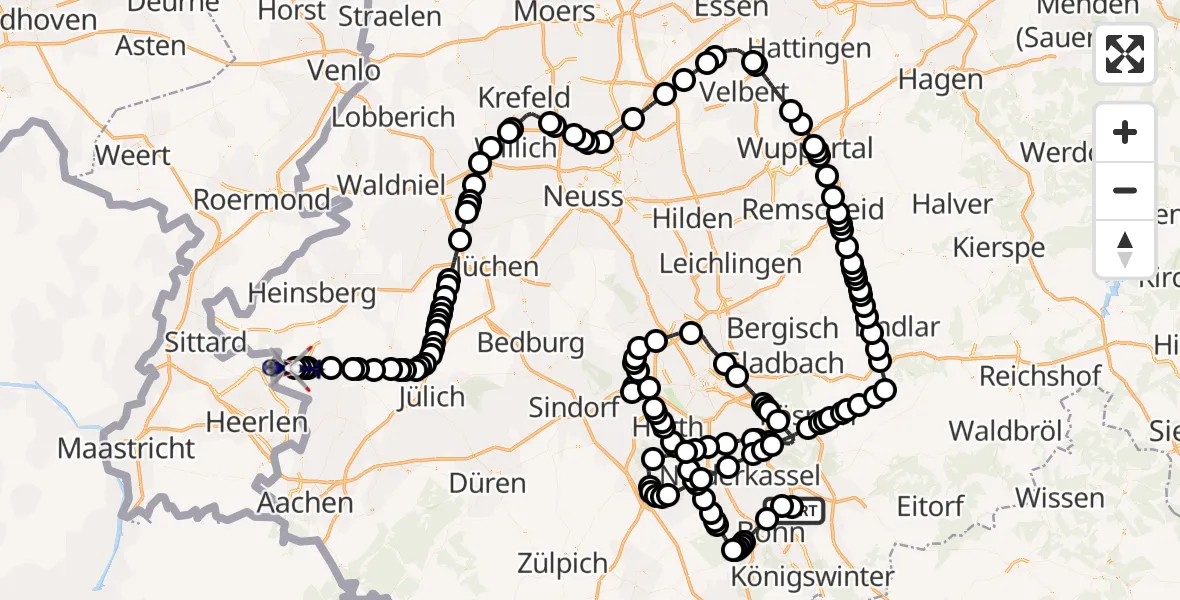 Routekaart van de vlucht: Polizeihubschrauber nach Geilenkirchen Air Base