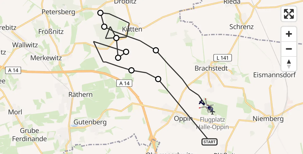 Flugroute Polizeihubschrauber Landsberg - Landsberg, 26 Februar 2026, 08:56