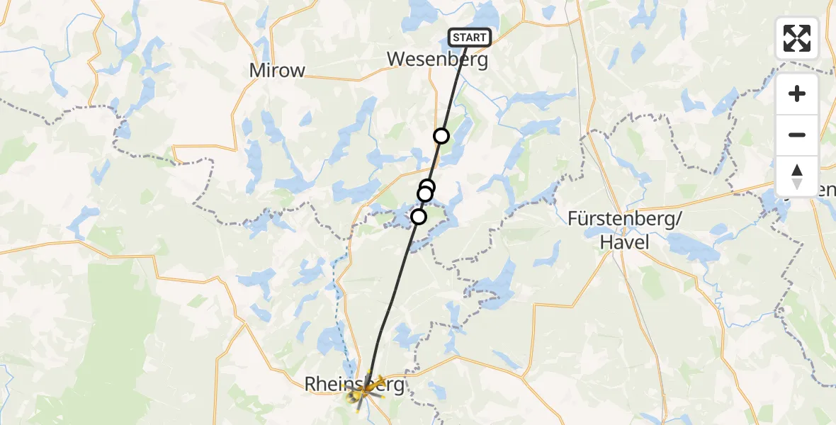 Routekaart van de vlucht: Rettungshubschrauber nach Rheinsberg, Am Südhang