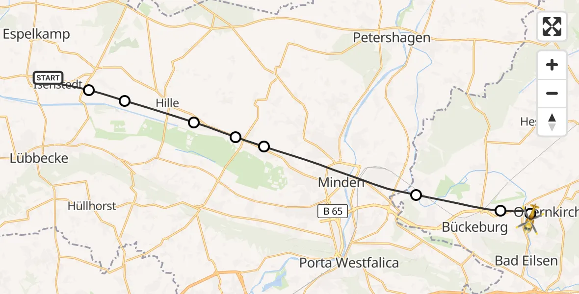 Flugroute Rettungshubschrauber Isenstedt - Ahnsen, 26 Februar 2026, 10:07