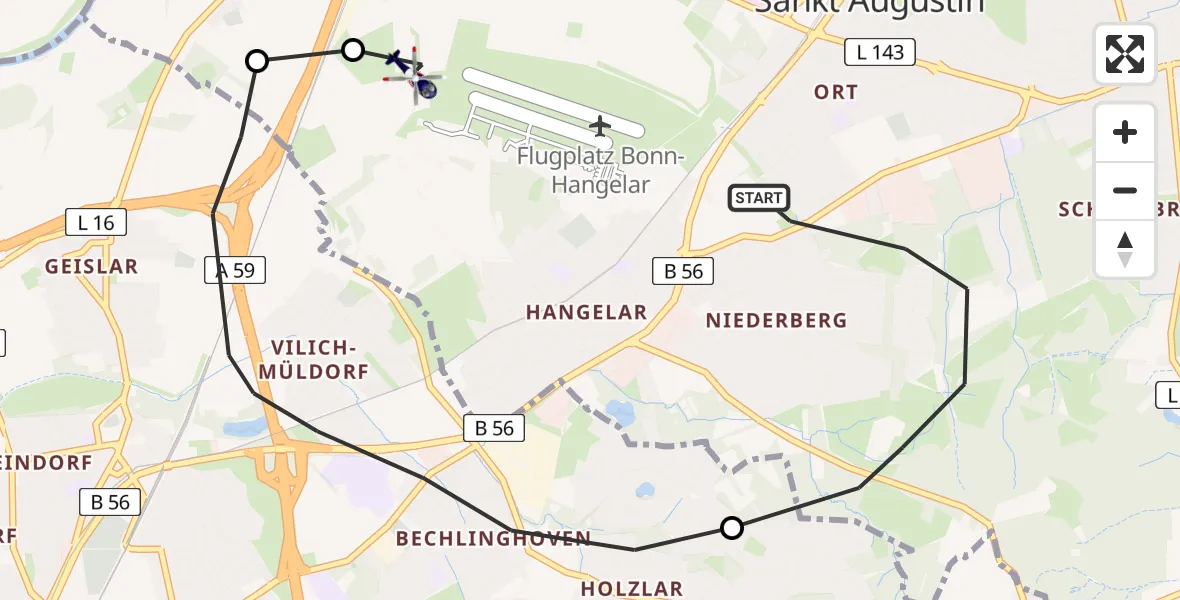 Routekaart van de vlucht: Polizeihubschrauber nach Meindorf, Am Bahnhof