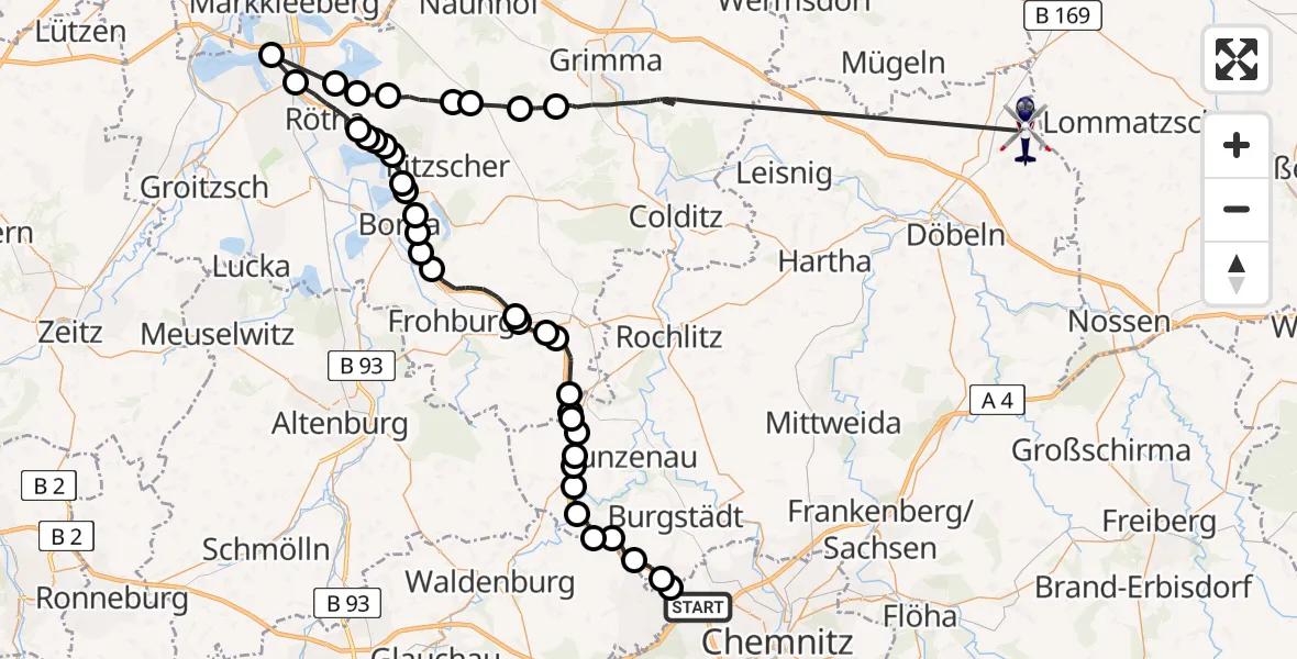 Flugroute Polizeihubschrauber Röhrsdorf - Ottewig, 26 Februar 2026, 10:27
