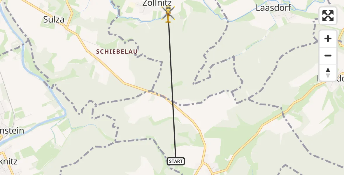 Routekaart van de vlucht: Rettungshubschrauber nach Zöllnitz, Zum Chorhaus