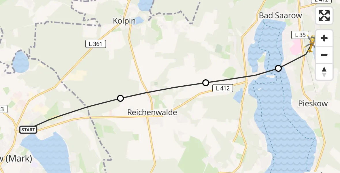 Flugroute Rettungshubschrauber Storkow (Mark) - Bad Saarow, 26 Februar 2026, 10:38