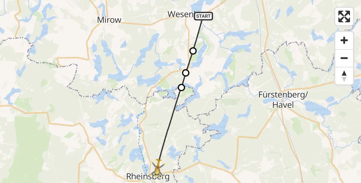 Flugroute Rettungshubschrauber Wesenberg - Rheinsberg, 26 Februar 2026, 11:49