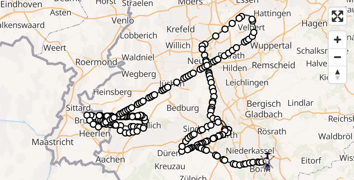 Flugroute Polizeihubschrauber Geilenkirchen Air Base - Sankt Augustin, 26 Februar 2026, 11:52
