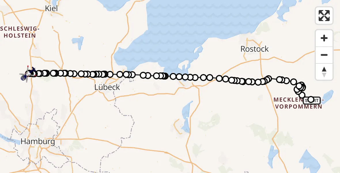 Routekaart van de vlucht: Polizeihubschrauber nach Bad Bramstedt Heliport