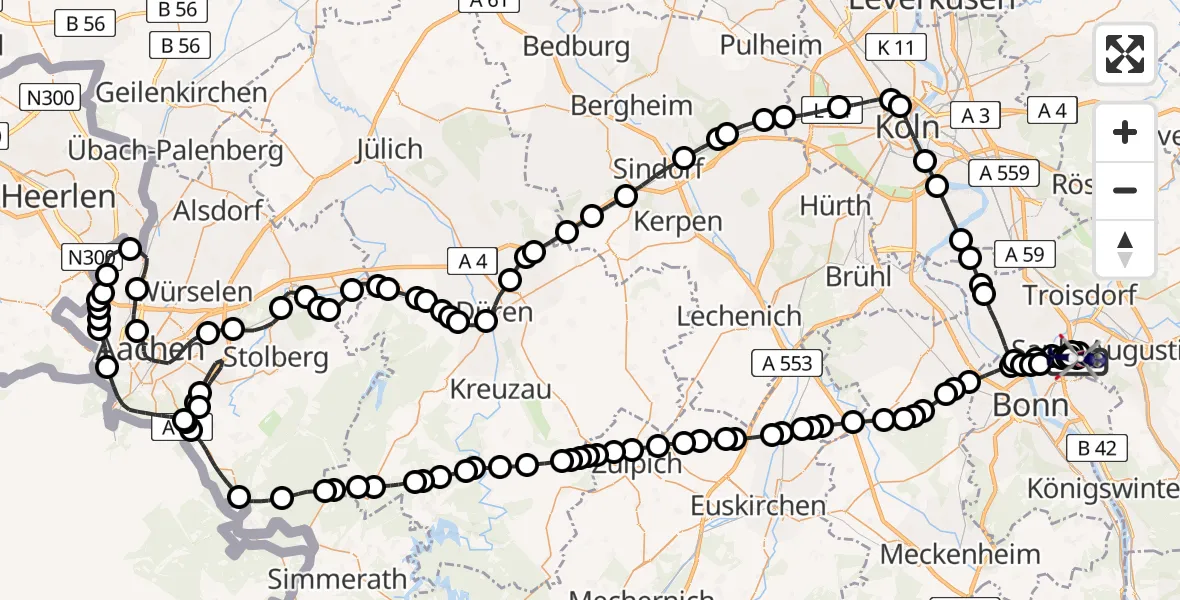 Flugroute Polizeihubschrauber Sankt Augustin - Sankt Augustin, 26 Februar 2026, 12:27