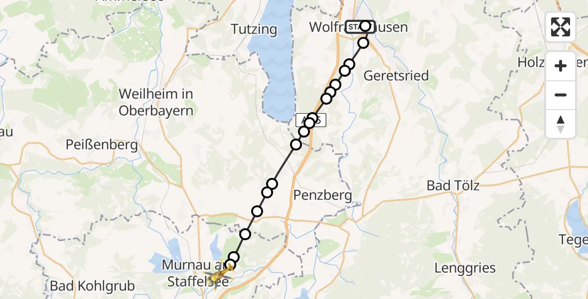 Routekaart van de vlucht: Ambulanzhubschrauber nach Hagen, Angerweg