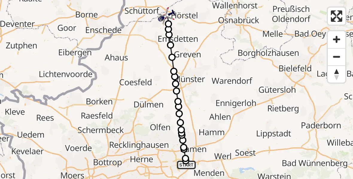 Flugroute Polizeihubschrauber Dortmund Airport - Rheine, 26 Februar 2026, 12:38