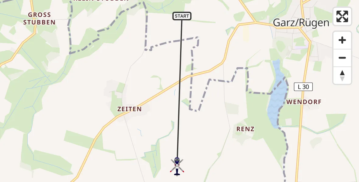 Routekaart van de vlucht: Polizeihubschrauber nach Poseritz