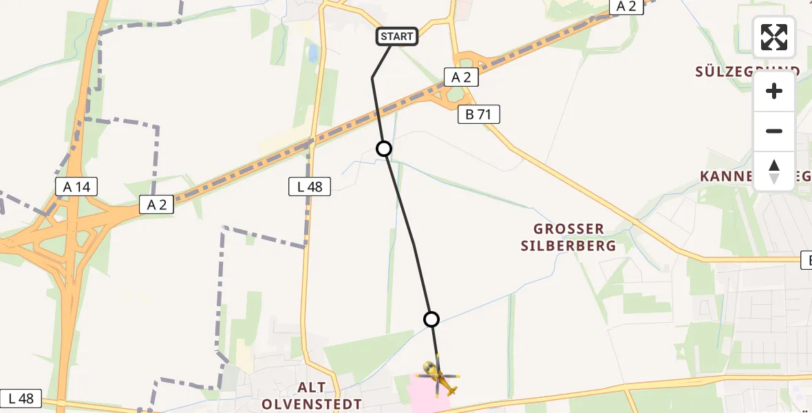 Routekaart van de vlucht: Rettungshubschrauber nach Magdeburg Hospital Heliport