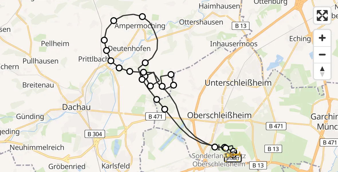 Flugroute Rettungshubschrauber Oberschleißheim - Oberschleißheim, 26 Februar 2026, 13:08