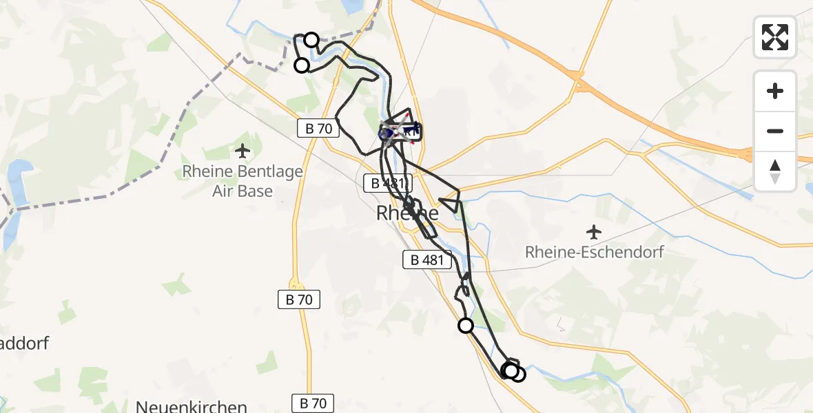 Flugroute Polizeihubschrauber Rheine - Rheine, 26 Februar 2026, 13:10