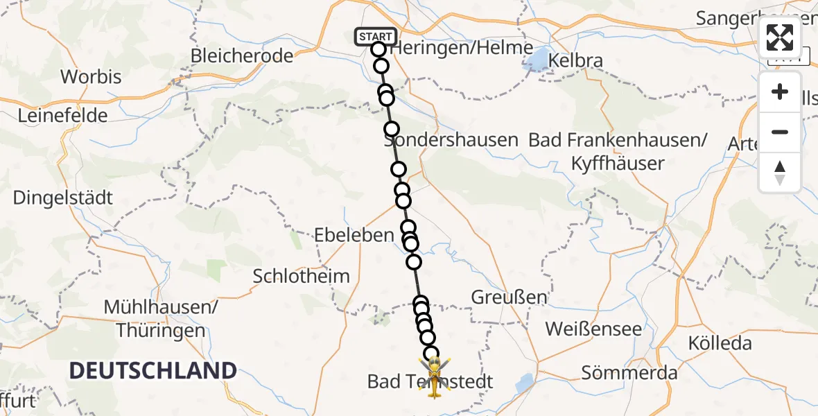 Routekaart van de vlucht: Rettungshubschrauber nach Bad Tennstedt, Am Österberg