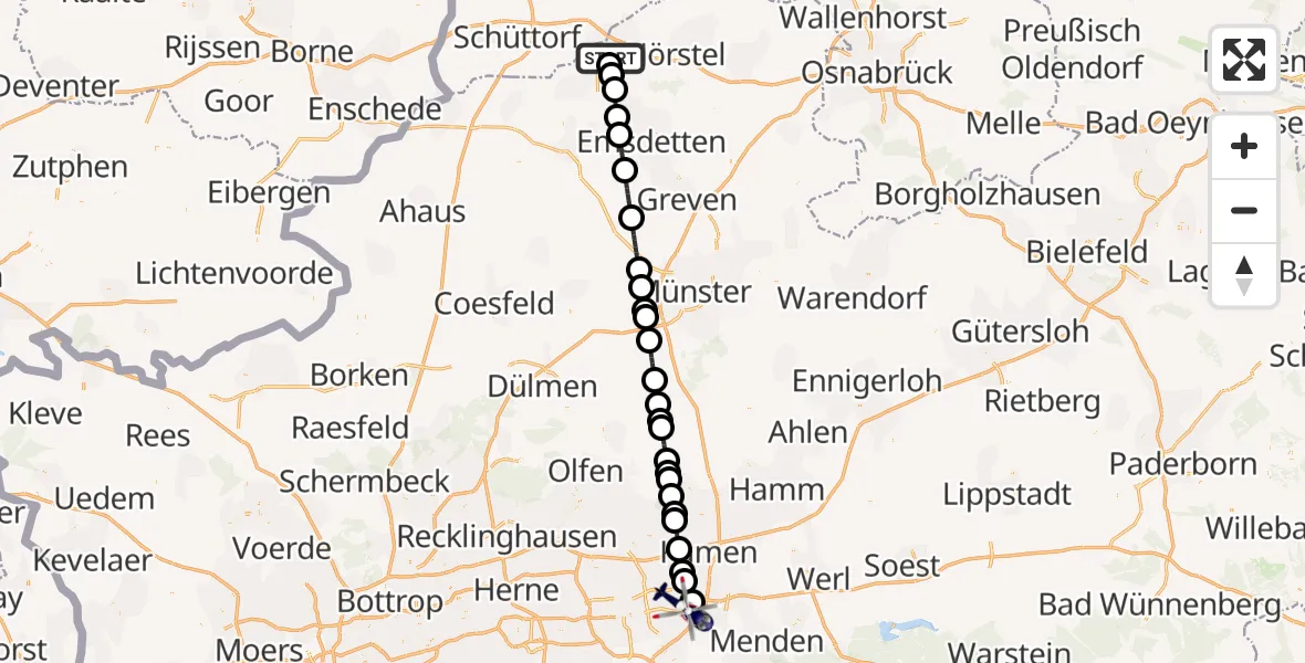 Routekaart van de vlucht: Polizeihubschrauber nach Dortmund Airport
