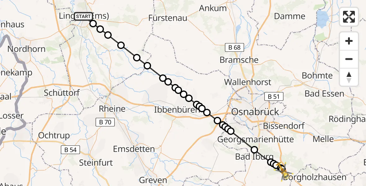 Routekaart van de vlucht: Ambulanzhubschrauber nach Bad Rothenfelde, Im Erpener Feld