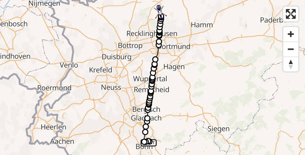 Flugroute Polizeihubschrauber Bonn-Hangelar Airfield - Lüdinghausen, 26 Februar 2026, 14:22