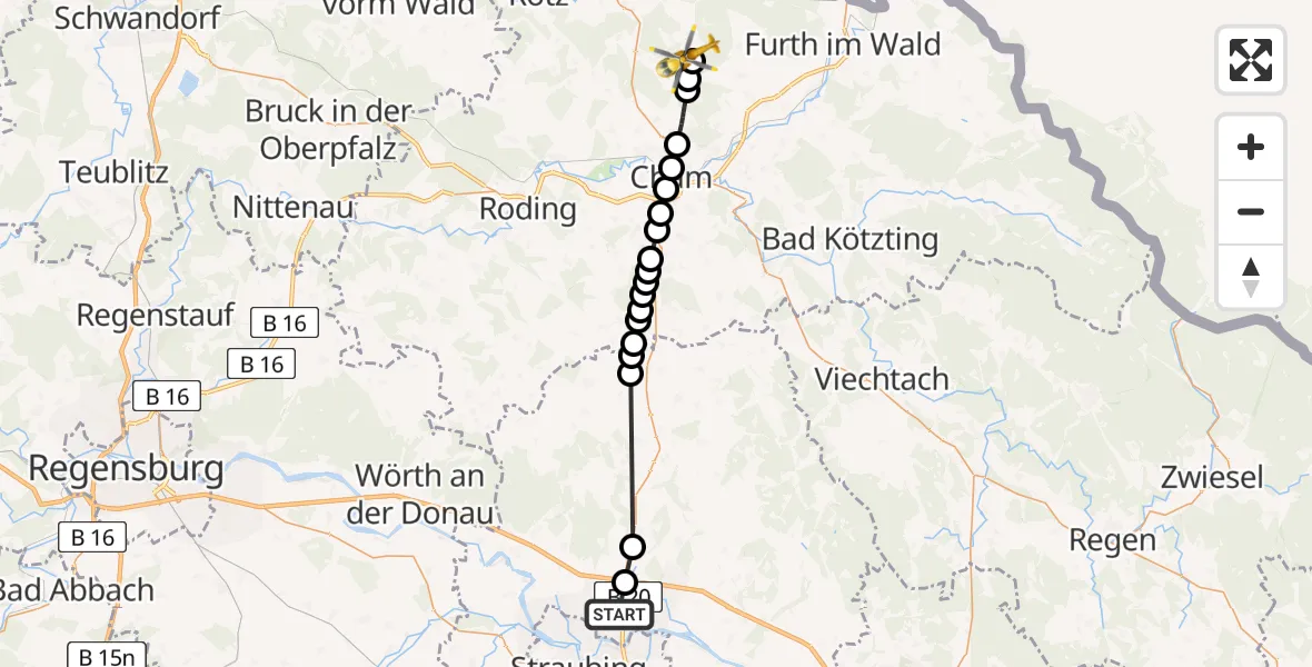 Routekaart van de vlucht: Rettungshubschrauber nach Häuslarn