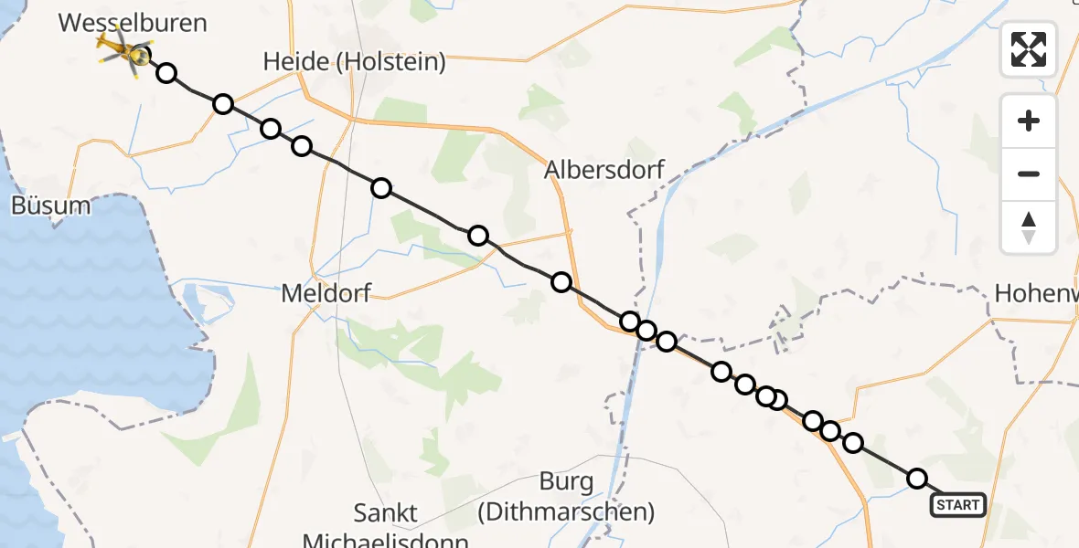 Routekaart van de vlucht: Rettungshubschrauber nach Süderdeich, Schwarzer Weg