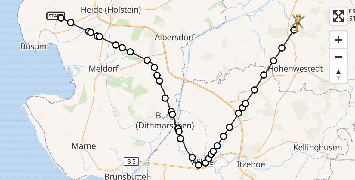 Routekaart van de vlucht: Rettungshubschrauber nach Stafstedt, Günther-Fielmann-Platz