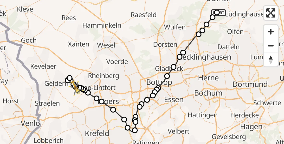 Flugroute Rettungshubschrauber Lüdinghausen - Sevelen, 26 Februar 2026, 17:03