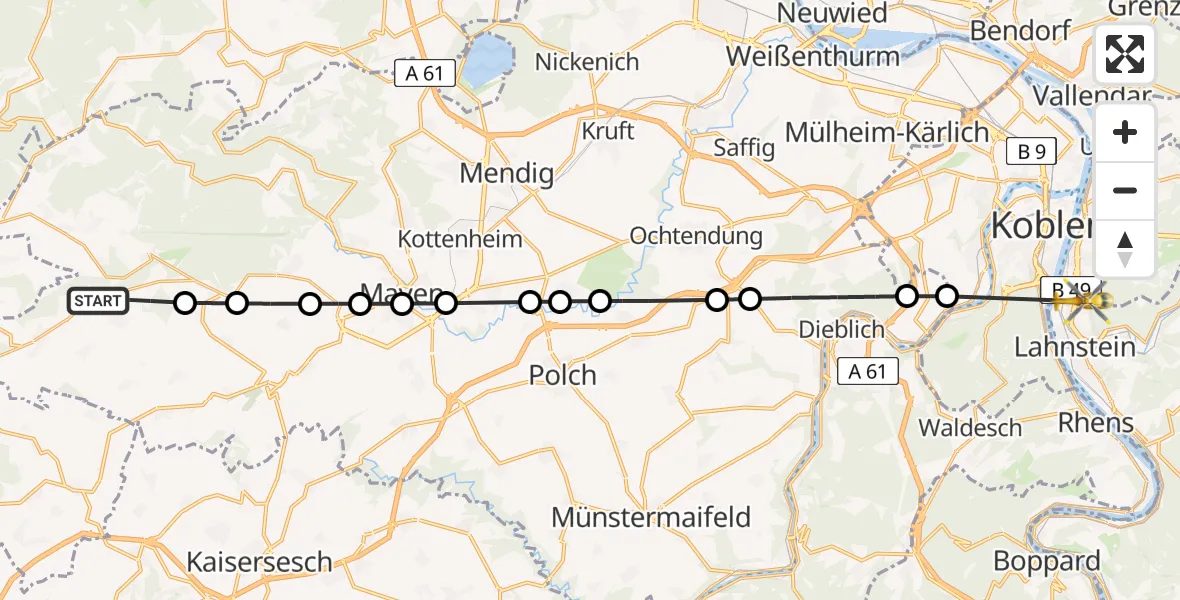 Routekaart van de vlucht: Ambulanzhubschrauber nach Friedland, Am Sonnenhang