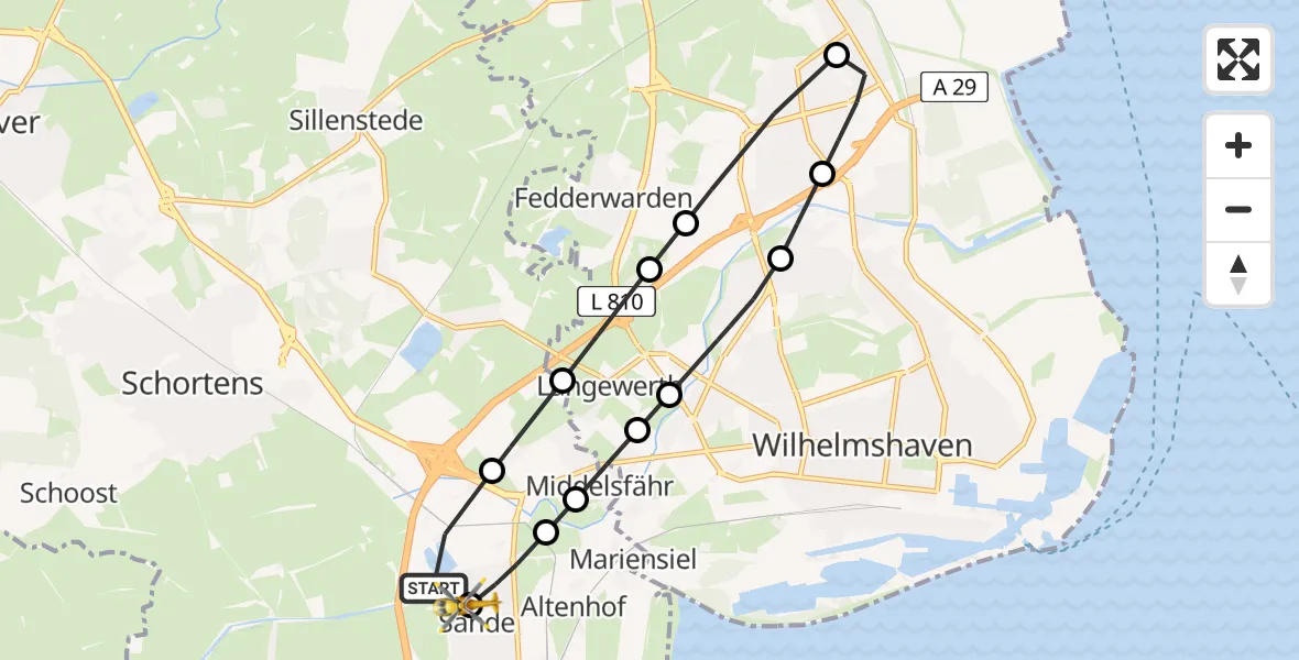 Routekaart van de vlucht: Rettungshubschrauber nach Sande, Am Maddick