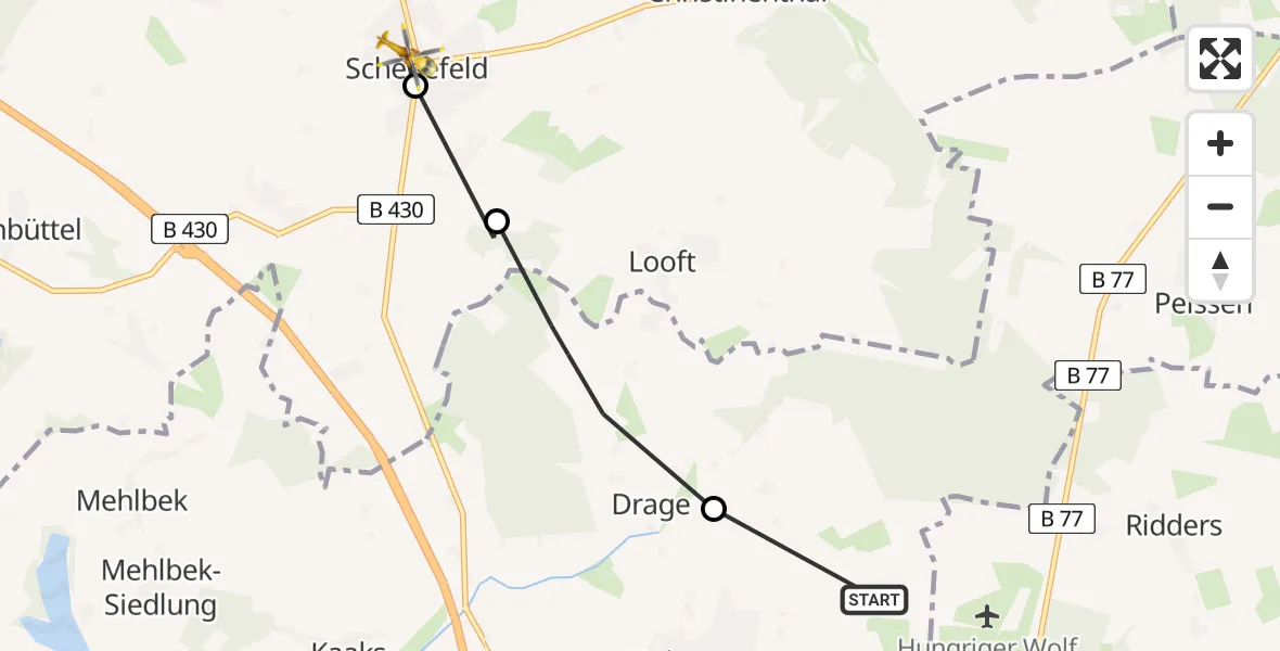 Routekaart van de vlucht: Rettungshubschrauber nach Schenefeld, Bergstraße