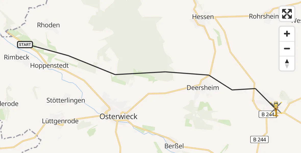 Flugroute Rettungshubschrauber Osterwieck - Osterwieck, 27 Februar 2026, 07:27