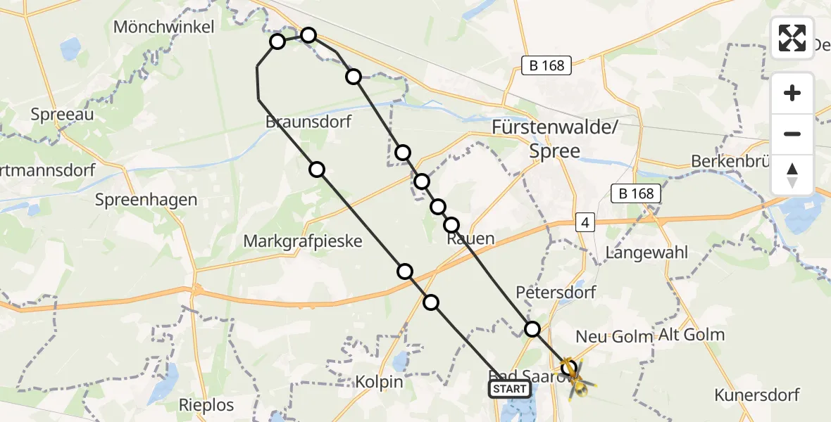 Flugroute Rettungshubschrauber Bad Saarow - Bad Saarow, 27 Februar 2026, 07:44