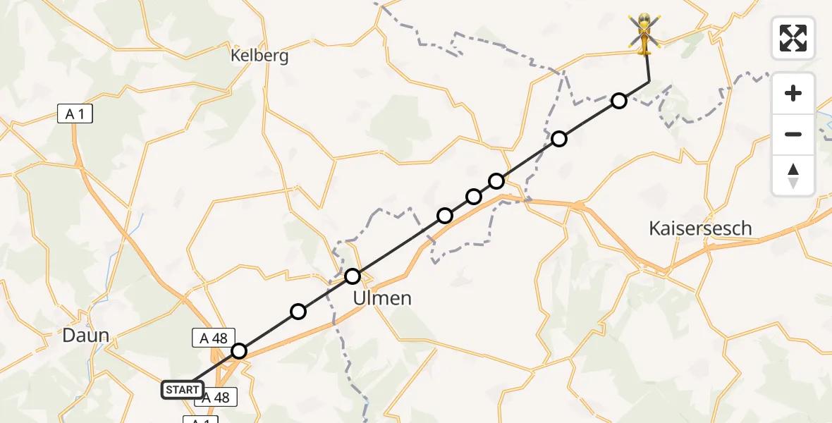 Routekaart van de vlucht: Ambulanzhubschrauber nach Bermel, L 96