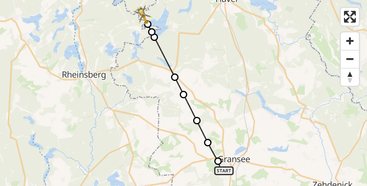 Flugroute Ambulanzhubschrauber Gransee - Gransee und Gemeinden, 27 Februar 2026, 08:35