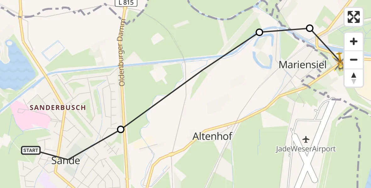 Routekaart van de vlucht: Rettungshubschrauber nach Wilhelmshaven, Bunsenstraße