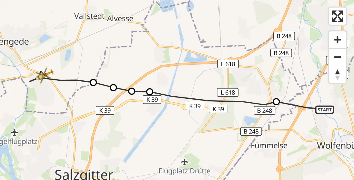Flugroute Rettungshubschrauber Wolfenbüttel - Lengede, 27 Februar 2026, 09:07