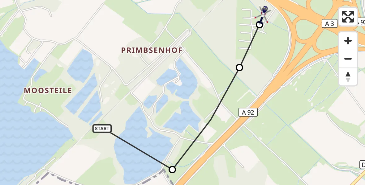 Flugroute Polizeihubschrauber Natternberg - Deggendorf, 27 Februar 2026, 10:22