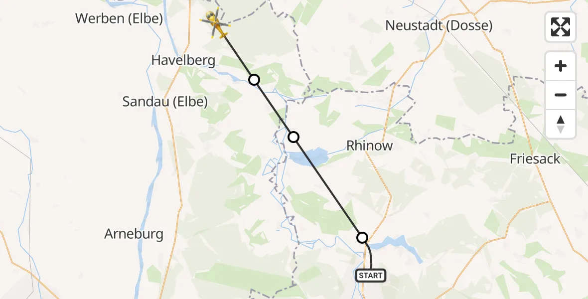 Flugroute Rettungshubschrauber Rathenow - Havelberg, 27 Februar 2026, 10:28