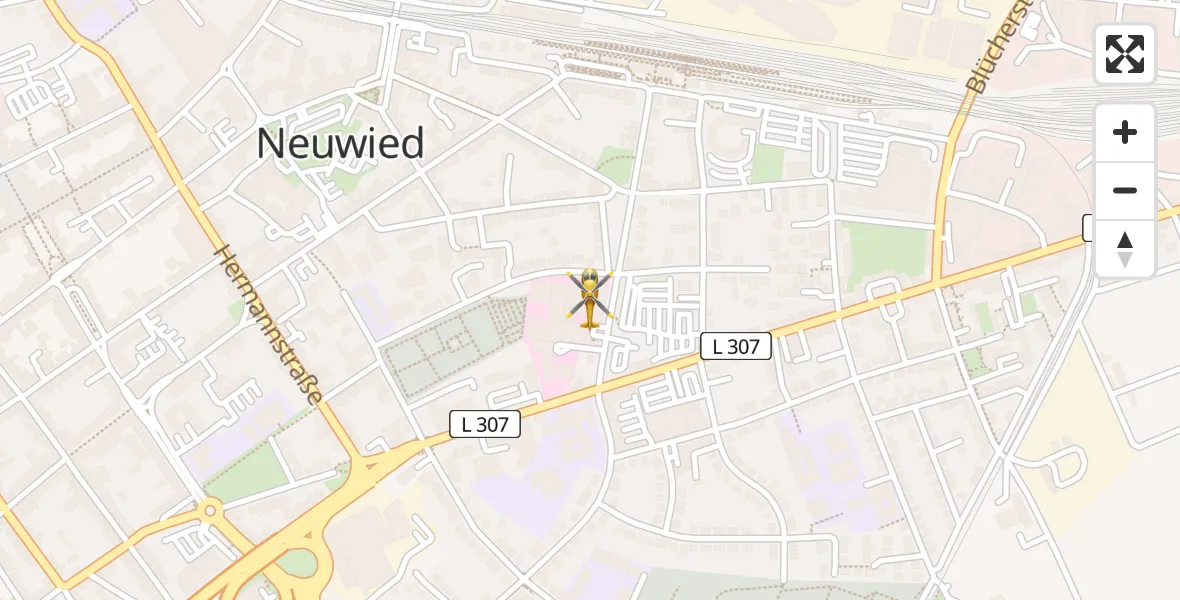 Flugroute Rettungshubschrauber Neuwied - Neuwied, 27 Februar 2026, 10:55