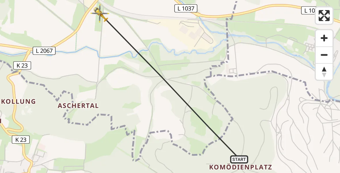 Flugroute Rettungshubschrauber Niedersachswerfen - Woffleben, 27 Februar 2026, 10:57