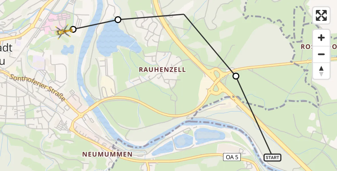 Flugroute Rettungshubschrauber Blaichach - Immenstadt im Allgäu, 27 Februar 2026, 11:07