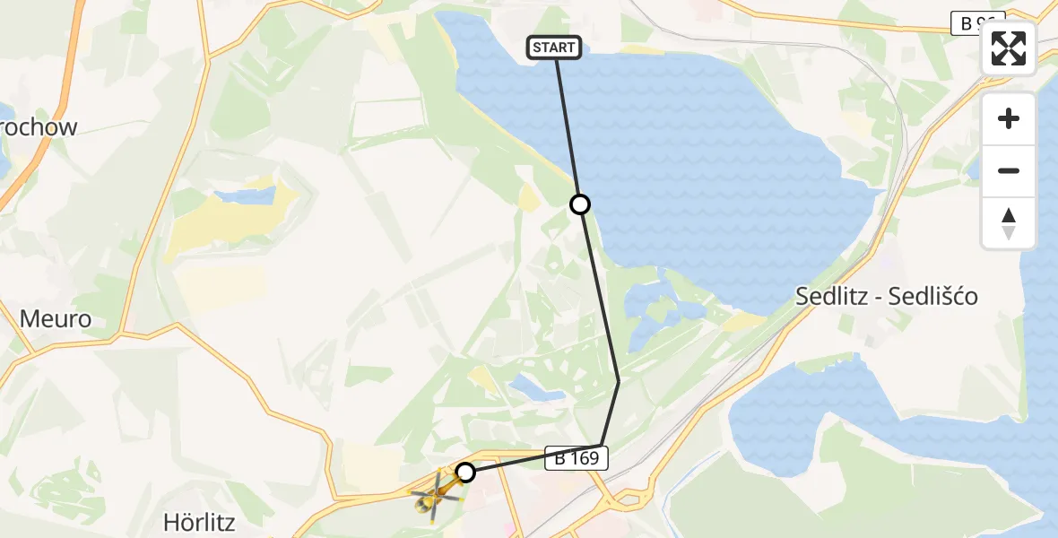 Routekaart van de vlucht: Rettungshubschrauber nach ADAC Air Rescue Station Senftenberg Heliport