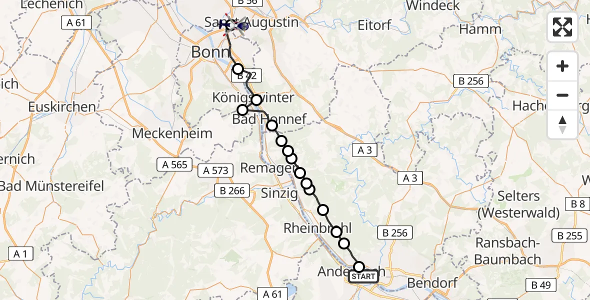 Flugroute Polizeihubschrauber Andernach - Meindorf, 27 Februar 2026, 11:20